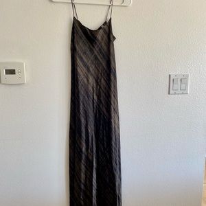Vince Brown and Black Silk Slip Dress